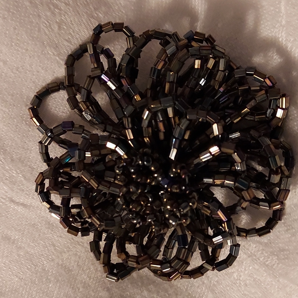 Talbott Beaded Brooch/Marcasite Color, Shimmer Grey